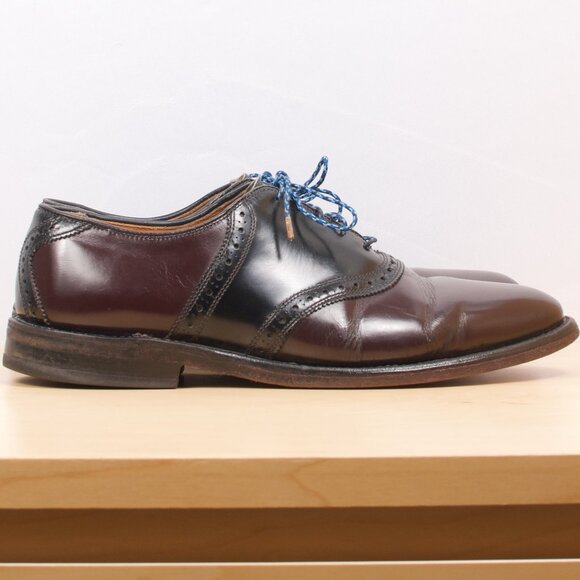 Allen Edmonds Men's Shoe 11D 🇺🇸 Shelton Saddle Balmoral Black Oxblood GUC - Picture 3 of 8